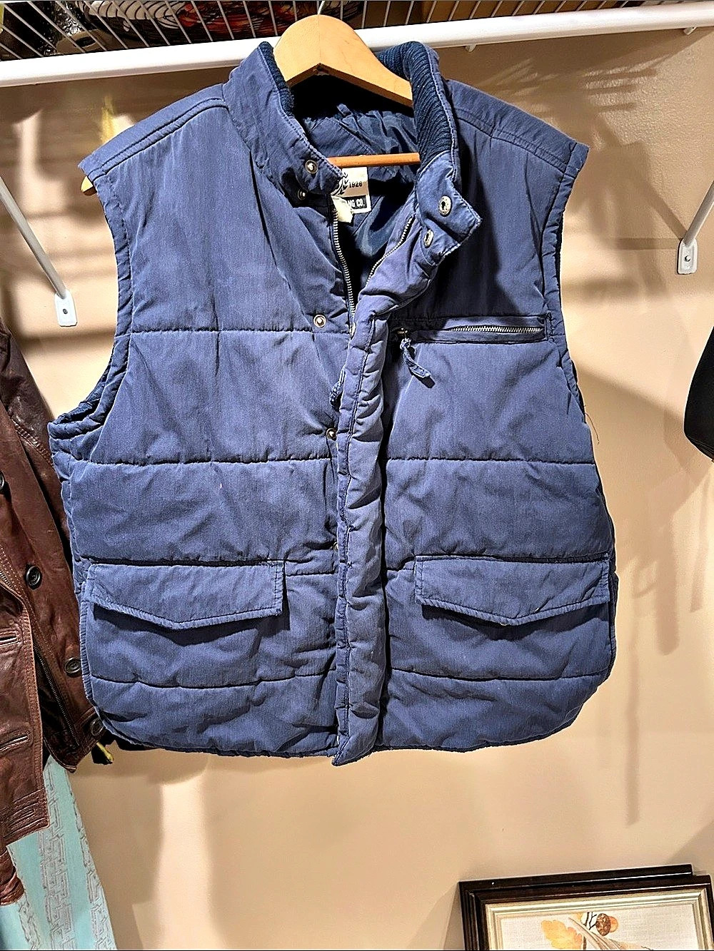Route 66 Original Clothing Co. Quilted Puffer Vest in Blue Size Large